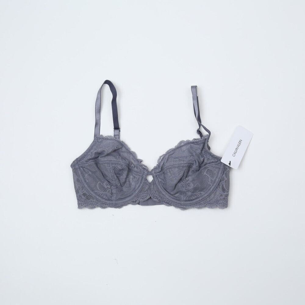Calvin Klein Lace Full Coverage Unlined Bra Gray Size 32C (Pre-owned/as pictured